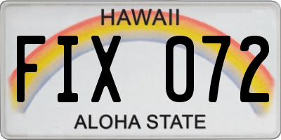 HI license plate FIX072