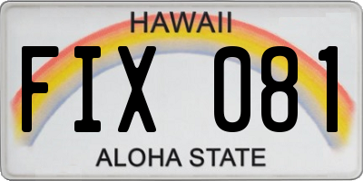 HI license plate FIX081