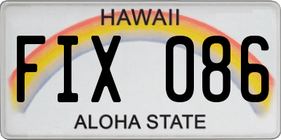 HI license plate FIX086