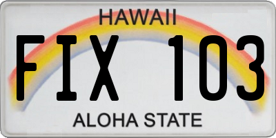 HI license plate FIX103