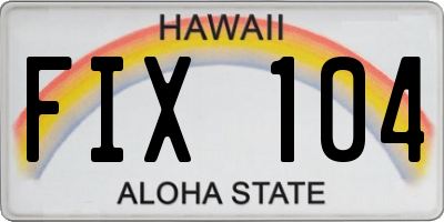 HI license plate FIX104