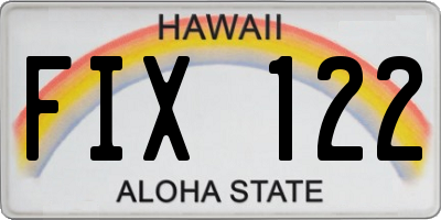 HI license plate FIX122
