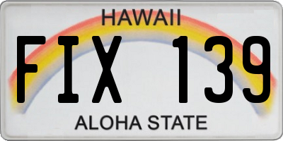 HI license plate FIX139