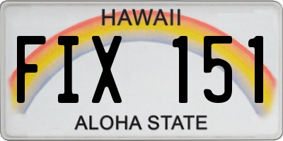 HI license plate FIX151