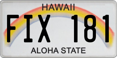 HI license plate FIX181