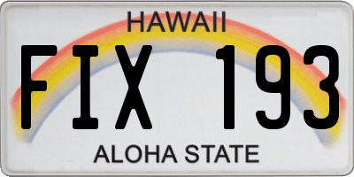 HI license plate FIX193