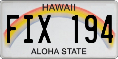 HI license plate FIX194