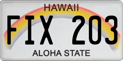 HI license plate FIX203