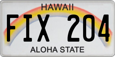 HI license plate FIX204