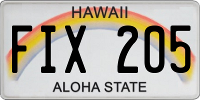 HI license plate FIX205