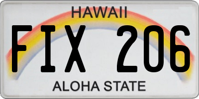HI license plate FIX206