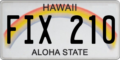 HI license plate FIX210