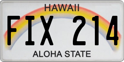 HI license plate FIX214