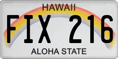 HI license plate FIX216