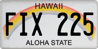 HI license plate FIX225