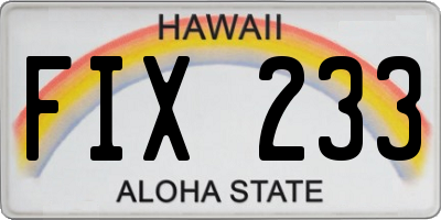 HI license plate FIX233