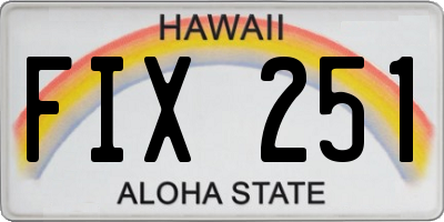 HI license plate FIX251