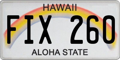 HI license plate FIX260
