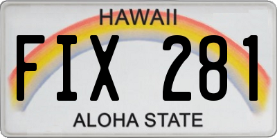 HI license plate FIX281