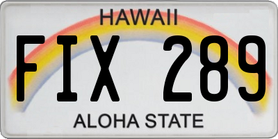 HI license plate FIX289