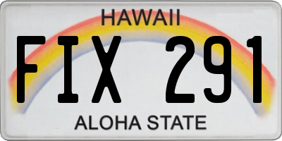 HI license plate FIX291