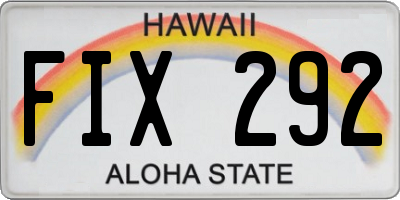 HI license plate FIX292