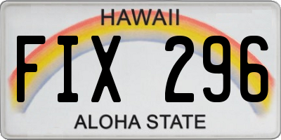 HI license plate FIX296