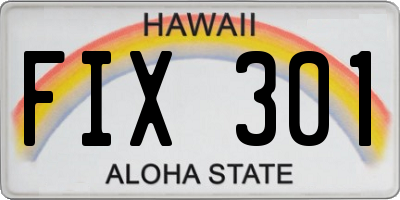 HI license plate FIX301