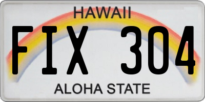 HI license plate FIX304