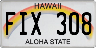 HI license plate FIX308