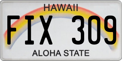 HI license plate FIX309