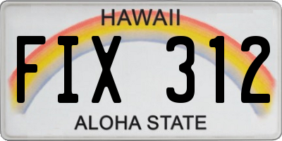 HI license plate FIX312