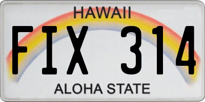 HI license plate FIX314