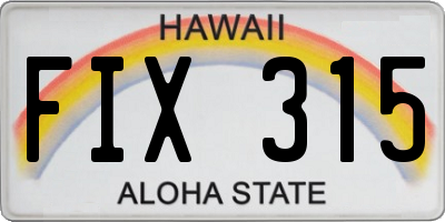 HI license plate FIX315