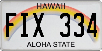 HI license plate FIX334