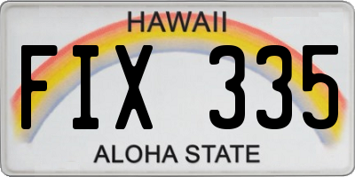 HI license plate FIX335