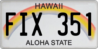 HI license plate FIX351