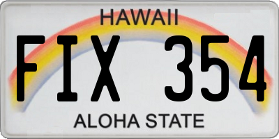 HI license plate FIX354