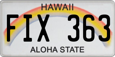 HI license plate FIX363