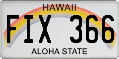 HI license plate FIX366