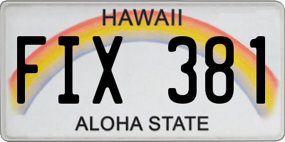 HI license plate FIX381