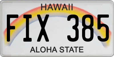 HI license plate FIX385
