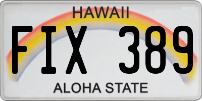 HI license plate FIX389