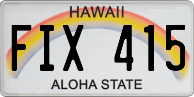 HI license plate FIX415