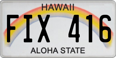 HI license plate FIX416