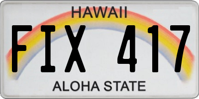 HI license plate FIX417