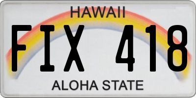 HI license plate FIX418