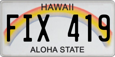 HI license plate FIX419