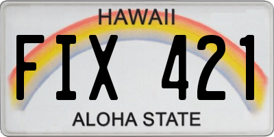HI license plate FIX421