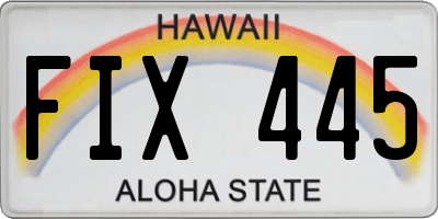 HI license plate FIX445